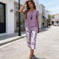 👗50% OFF! 🔥Women's 2-Piece Set – Layered Asymmetrical Tunic Top & Printed Wide Leg Pants, Breathable Polyester ✨