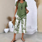 👗50% OFF! 🔥Women's 2-Piece Set – Layered Asymmetrical Tunic Top & Printed Wide Leg Pants, Breathable Polyester ✨