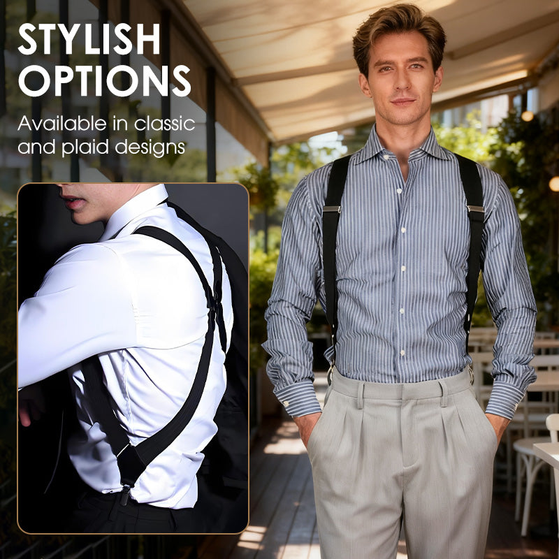 Unisex Elastic Suspenders with 2 Clips