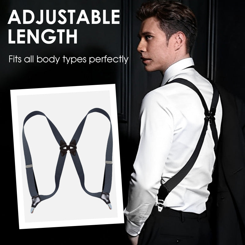 Unisex Elastic Suspenders with 2 Clips