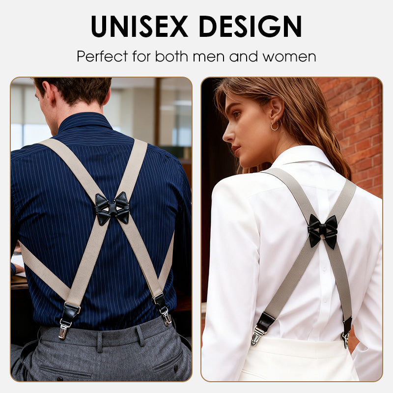 Unisex Elastic Suspenders with 2 Clips