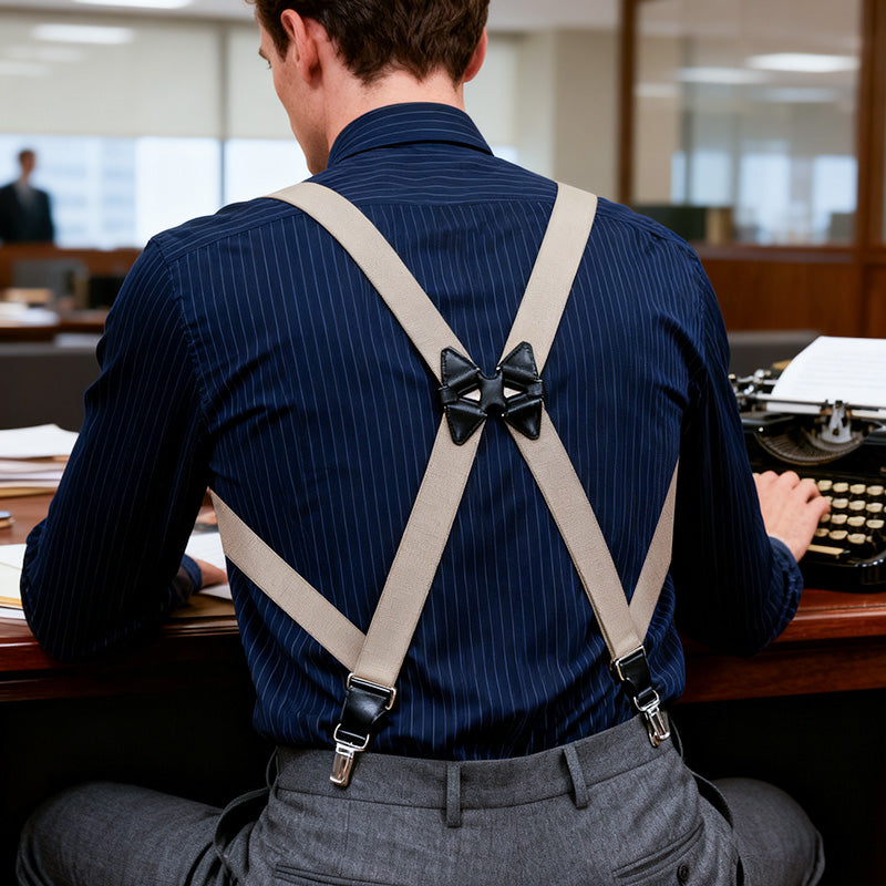 Unisex Elastic Suspenders with 2 Clips