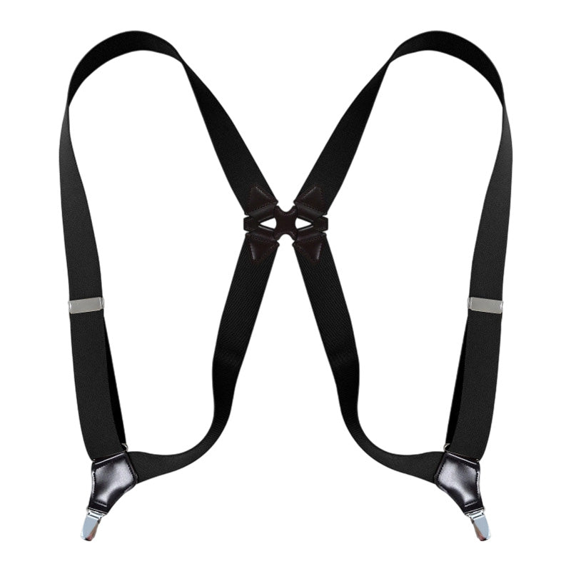 Unisex Elastic Suspenders with 2 Clips