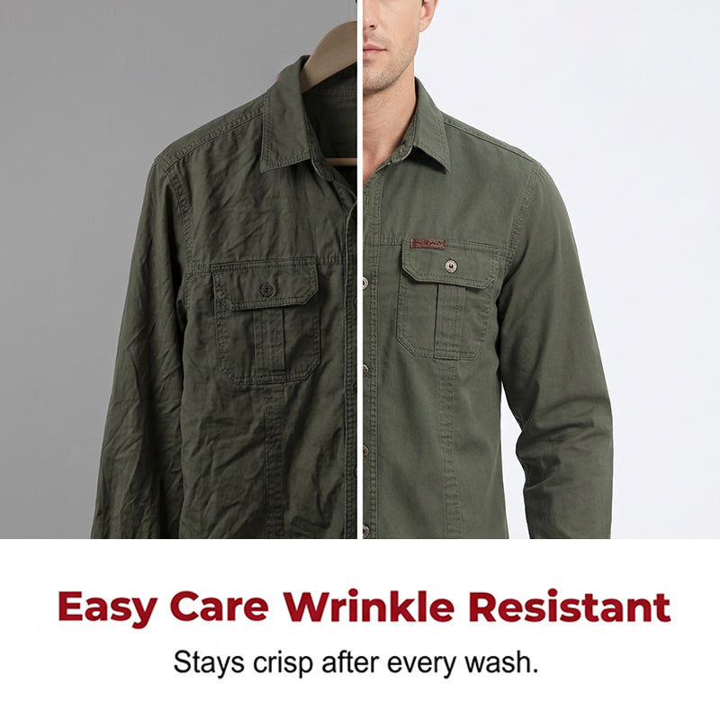 👔 LIMITED-TIME 50% OFF! ⚒️ Men's Long Sleeve Cotton Workwear Shirt – Durable, Breathable, Chest Pockets 🏔️