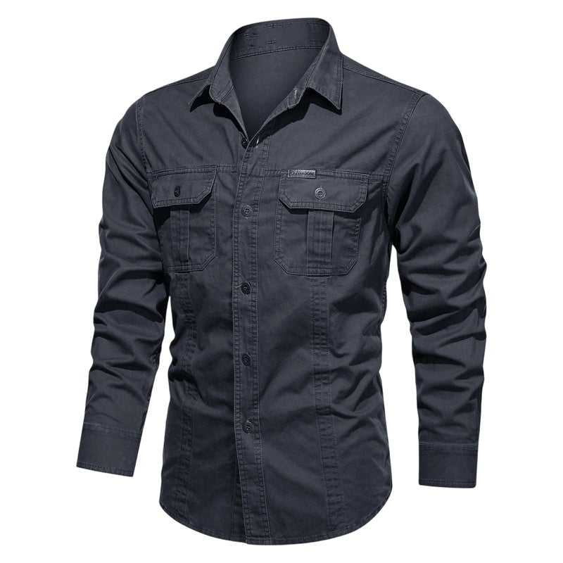 👔 LIMITED-TIME 50% OFF! ⚒️ Men's Long Sleeve Cotton Workwear Shirt – Durable, Breathable, Chest Pockets 🏔️