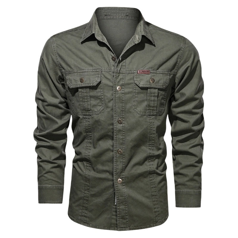 👔 LIMITED-TIME 50% OFF! ⚒️ Men's Long Sleeve Cotton Workwear Shirt – Durable, Breathable, Chest Pockets 🏔️