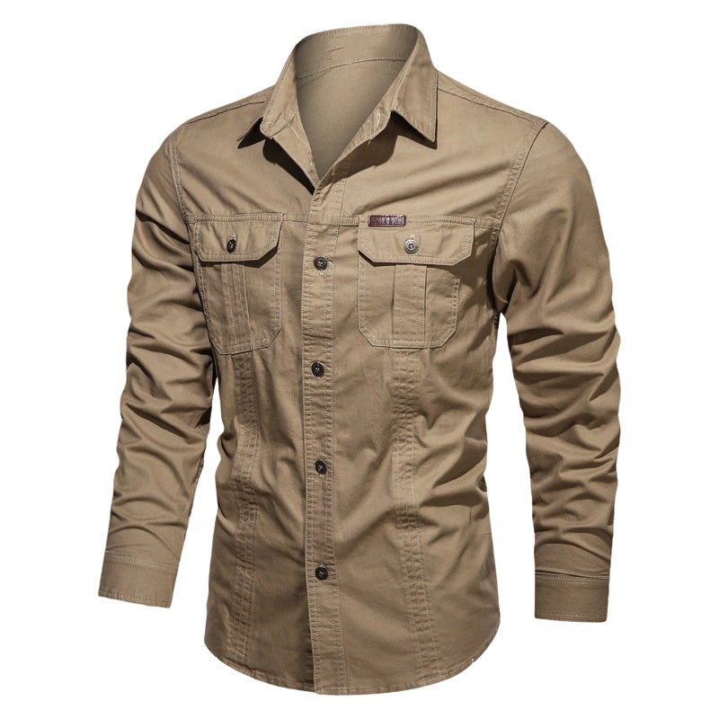 👔 LIMITED-TIME 50% OFF! ⚒️ Men's Long Sleeve Cotton Workwear Shirt – Durable, Breathable, Chest Pockets 🏔️