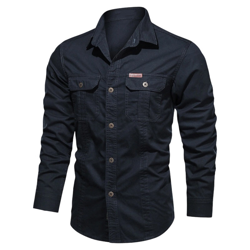 👔 LIMITED-TIME 50% OFF! ⚒️ Men's Long Sleeve Cotton Workwear Shirt – Durable, Breathable, Chest Pockets 🏔️