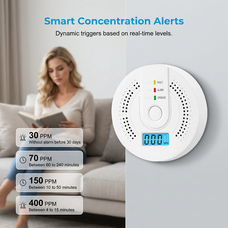 High-Sensitivity CO Alarm with LCD Screen