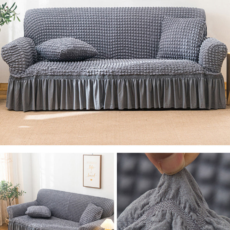 Bubble Texture Elastic Ruffled Sofa Cover