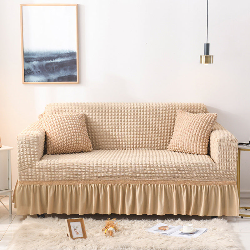 Bubble Texture Elastic Ruffled Sofa Cover