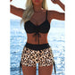 Women's Drawstring Bikini Set with Boy Shorts