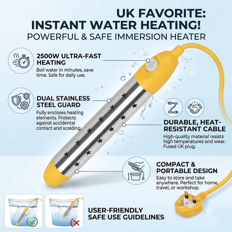 📢📢57% OFF !! ⏰Safe Anti-Scald Immersion Heater for Travel & Home