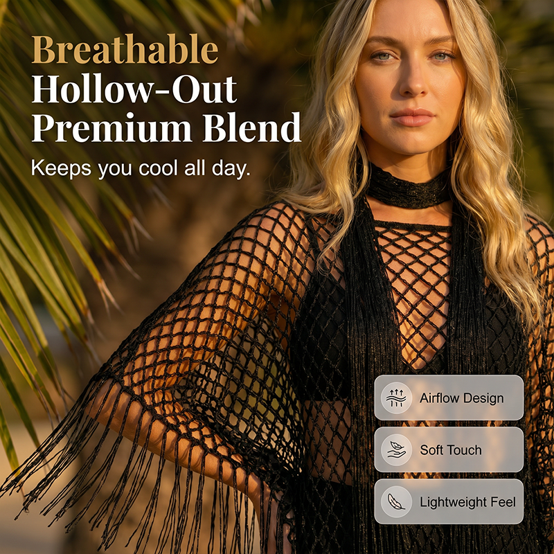 🏆 Last Day 50% OFF💐Summer Metallic Crochet Cover-Up – Lightweight, Flowy & Effortlessly Stylish summer outfit