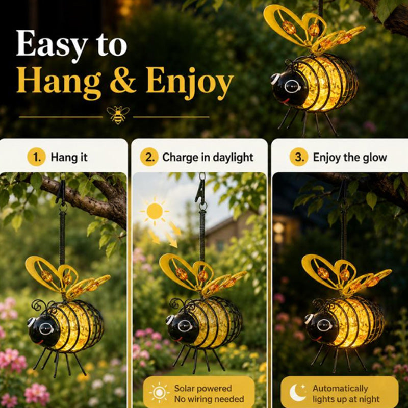 🐝 Solar-powered hanging light with a bee for outdoor use – The perfect gift for plant lovers, moms, or simply anyone who loves to smile ❤️