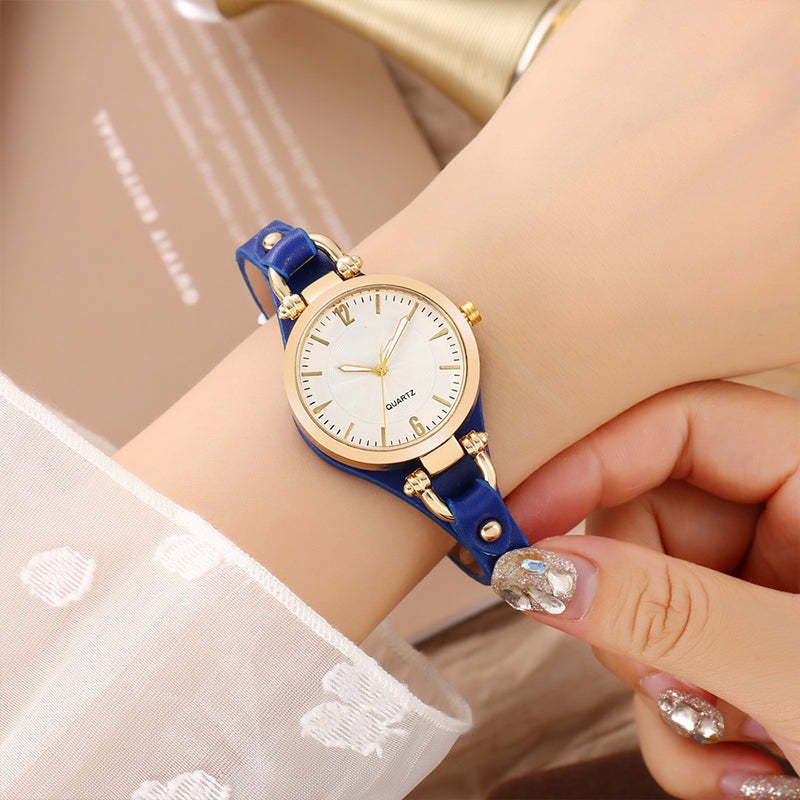 Luxury Chic Thin Band Women Watch Vintage Leather Strap Quartz Wrist Watch