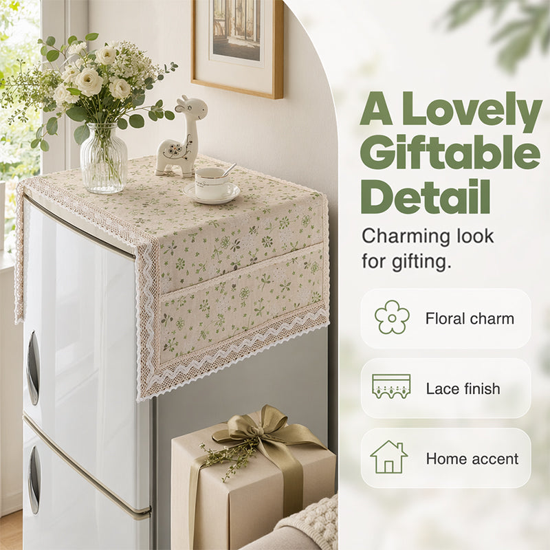 💖LAST DAY SALE!!💖✨Cotton Linen Refrigerator Dust Cover with Pockets