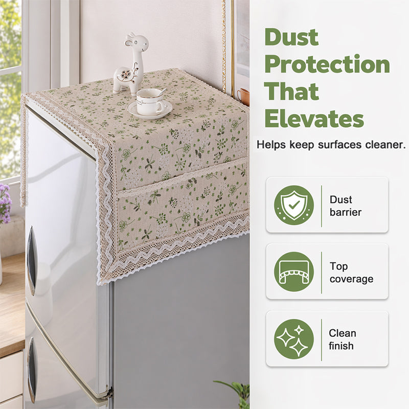 💖LAST DAY SALE!!💖✨Cotton Linen Refrigerator Dust Cover with Pockets