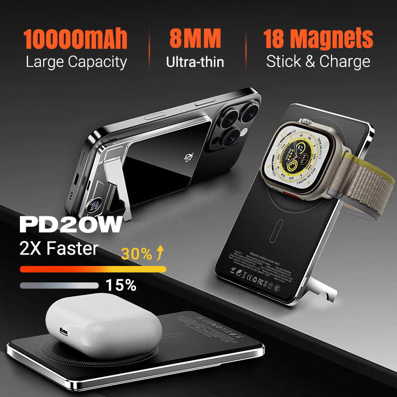 ⌛ Ultra Thin Magnetic Portable Charger with Stand