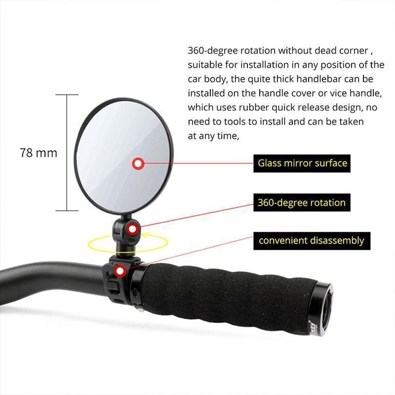 360° Adjustable Bike Mirror – Easy Install & Clear Rear View