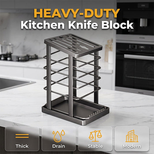 Reinforced metal kitchen knife holder — Built-in drip tray, so your kitchen is always dry and tidy 🔪🏠