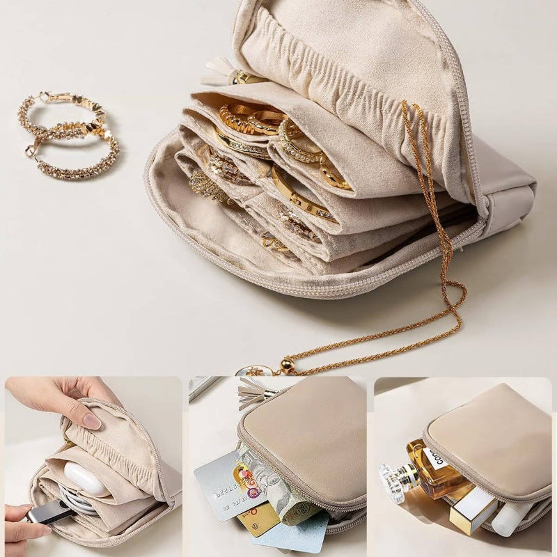 📢📢 50% OFF !! ⏰ Mini Travel Jewellery Bag with Zip – Compact, Portable & Perfect for Rings, Earrings & Necklaces ✨