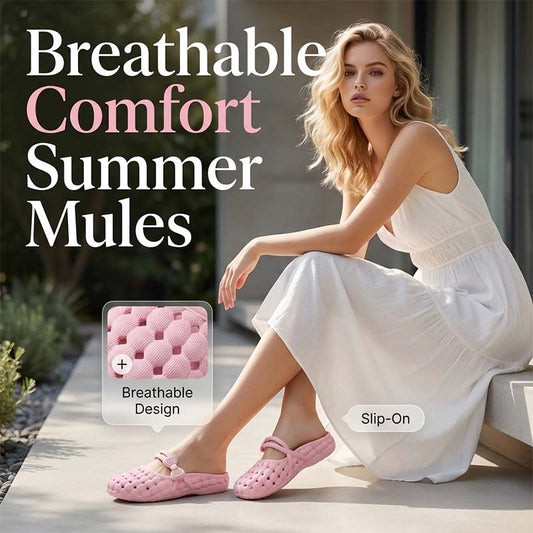 🎉50% OFF! 👡 Breathable Bow Mules – Cloud-Soft Slip-Ons ☁️