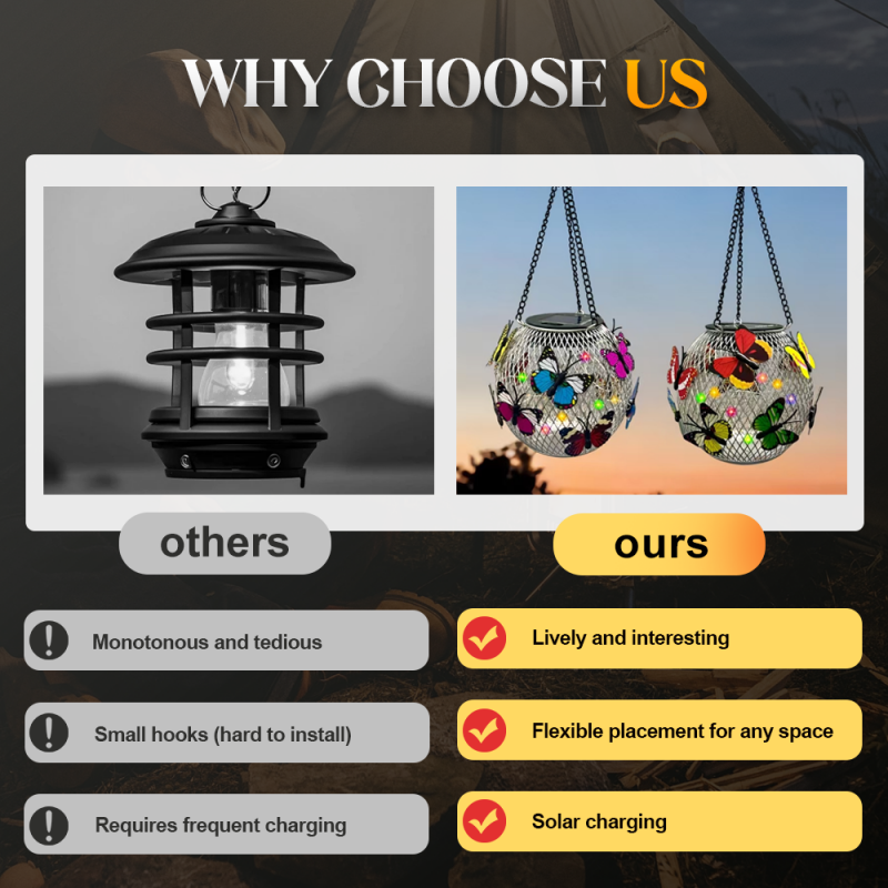 📢📢60% OFF !! ⏰🦋 Solar Iron Lantern with Butterfly Motif – Weatherproof, Bright & Decorative, Perfect for Garden, Patio & Balcony ☀️✨
