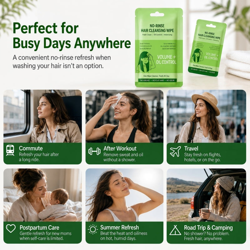 Portable Waterless Hair Cleansing Wipes