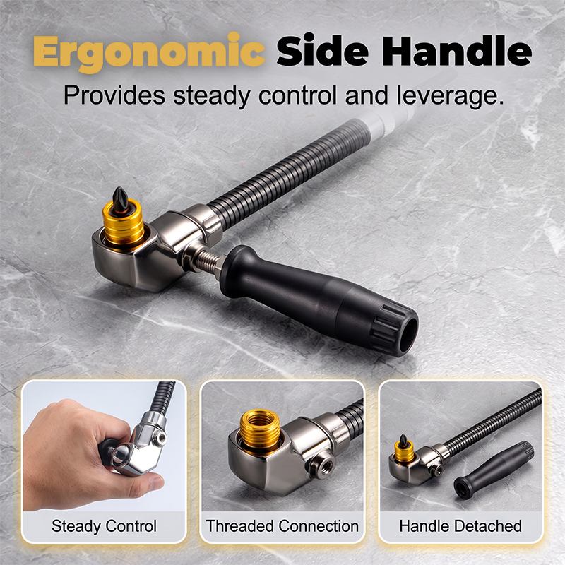 🥳2026 BESTSELLER🥾 Right Angle Driver – 105° Flexible Reach, Universal Hex Shank – Industrial Alloy Steel – High Torque – Fits Most Drills & Bits! 🛡️💨