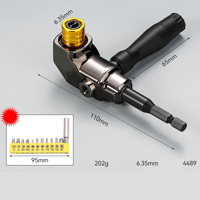 🥳2026 BESTSELLER🥾 Right Angle Driver – 105° Flexible Reach, Universal Hex Shank – Industrial Alloy Steel – High Torque – Fits Most Drills & Bits! 🛡️💨