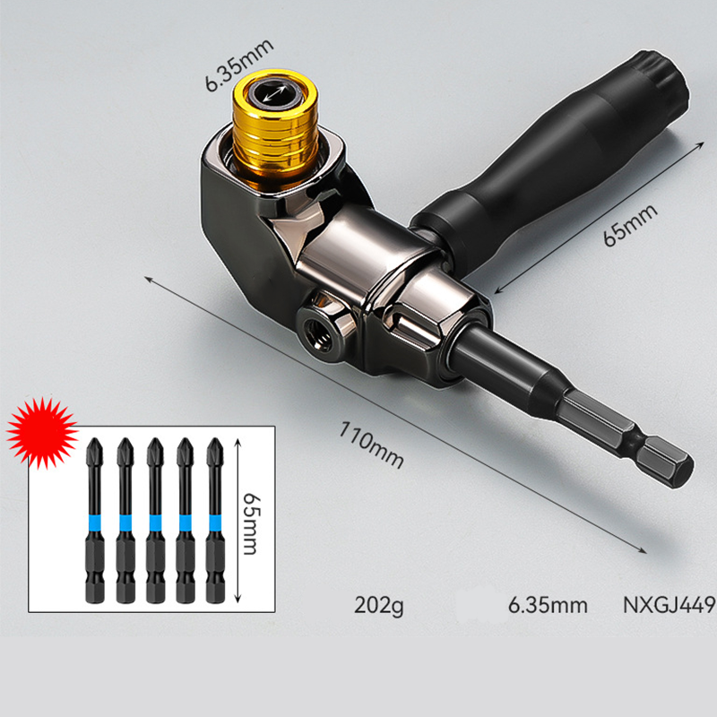 🥳2026 BESTSELLER🥾 Right Angle Driver – 105° Flexible Reach, Universal Hex Shank – Industrial Alloy Steel – High Torque – Fits Most Drills & Bits! 🛡️💨