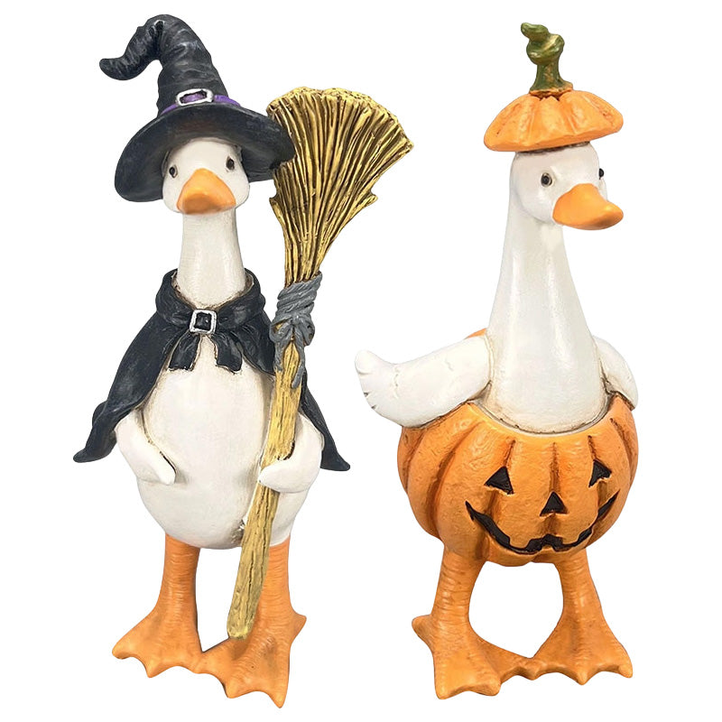 🎃BORING HALLOWEEN DECOR?🎃 Spooky Duck Set – Hand-Painted, 5 Characters, Weather-Resistant – For Shelves, Desks & Outdoors! 🦇