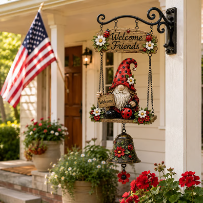 🥳2026 HOT SALE🥳🧙‍♂️ 50% OFF! Gnome Welcome Doorbell Outdoor Decor – Charming gnome figure with clear melodic bell. Durable zinc alloy, weatherproof & easy to hang – a whimsical welcome for every guest! 🏠✨