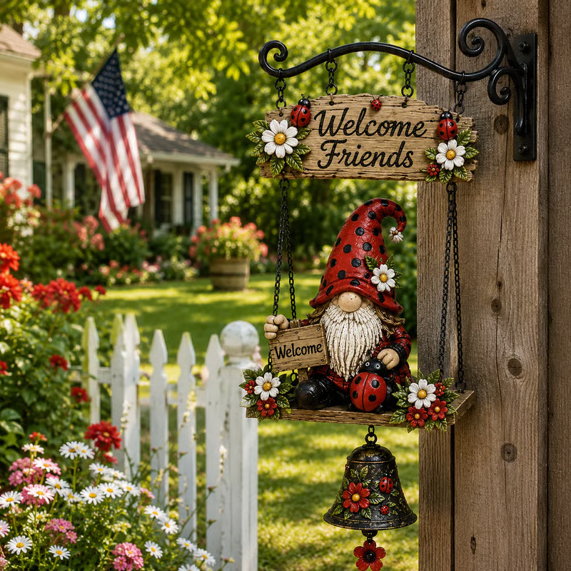 🥳2026 HOT SALE🥳🧙‍♂️ 50% OFF! Gnome Welcome Doorbell Outdoor Decor – Charming gnome figure with clear melodic bell. Durable zinc alloy, weatherproof & easy to hang – a whimsical welcome for every guest! 🏠✨
