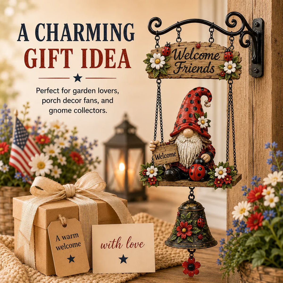 🥳2026 HOT SALE🥳🧙‍♂️ 50% OFF! Gnome Welcome Doorbell Outdoor Decor – Charming gnome figure with clear melodic bell. Durable zinc alloy, weatherproof & easy to hang – a whimsical welcome for every guest! 🏠✨