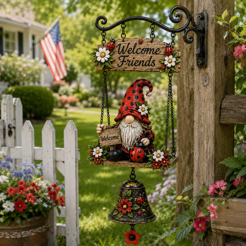 🥳2026 HOT SALE🥳🧙‍♂️ 50% OFF! Gnome Welcome Doorbell Outdoor Decor – Charming gnome figure with clear melodic bell. Durable zinc alloy, weatherproof & easy to hang – a whimsical welcome for every guest! 🏠✨