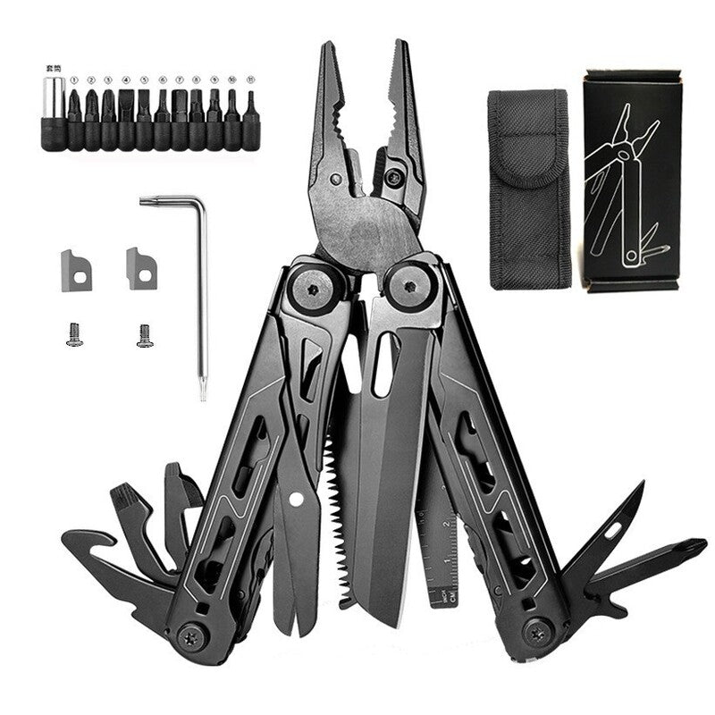 ⏳🔥50% OFF! ⏰🔧 Heavy‑Duty Folding Multi‑Tool Pliers, Portable Multi‑Function Survival Tool with Knife, Screwdriver, with Carry Pouch for Camping, Outdoor, Home Emergency Repair