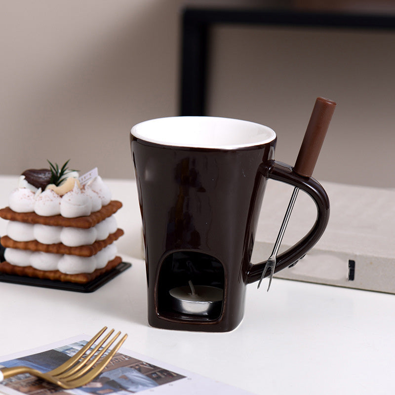 🥳2026 HOT SALE🥳💞50K+ SOLD! 🍫🕯️ 50% OFF! Ceramic Chocolate Fondue Mug – tealight warming keeps chocolate & cheese melted, includes dipping fork. Fun for dates & Christmas gatherings! 🎄💚