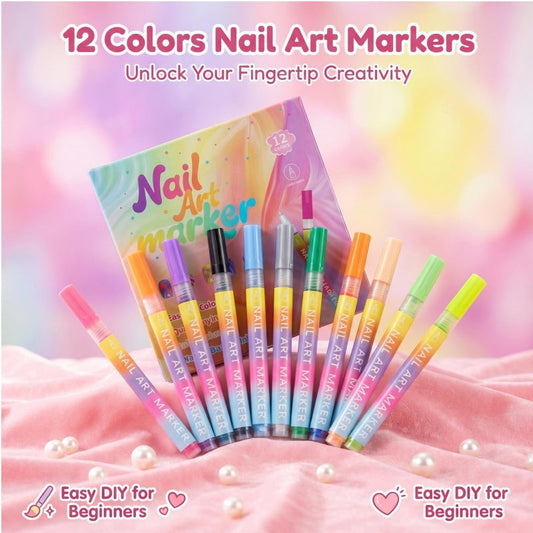 12-Color Nail Art Marker Pen Set