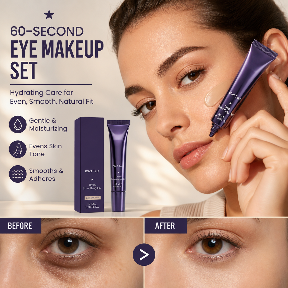 💰 Big Savings - 50% SALE🔥60-Second Eye Makeup Set – Tinted Firming Eye Gel for Puffiness & Under-Eye Bags