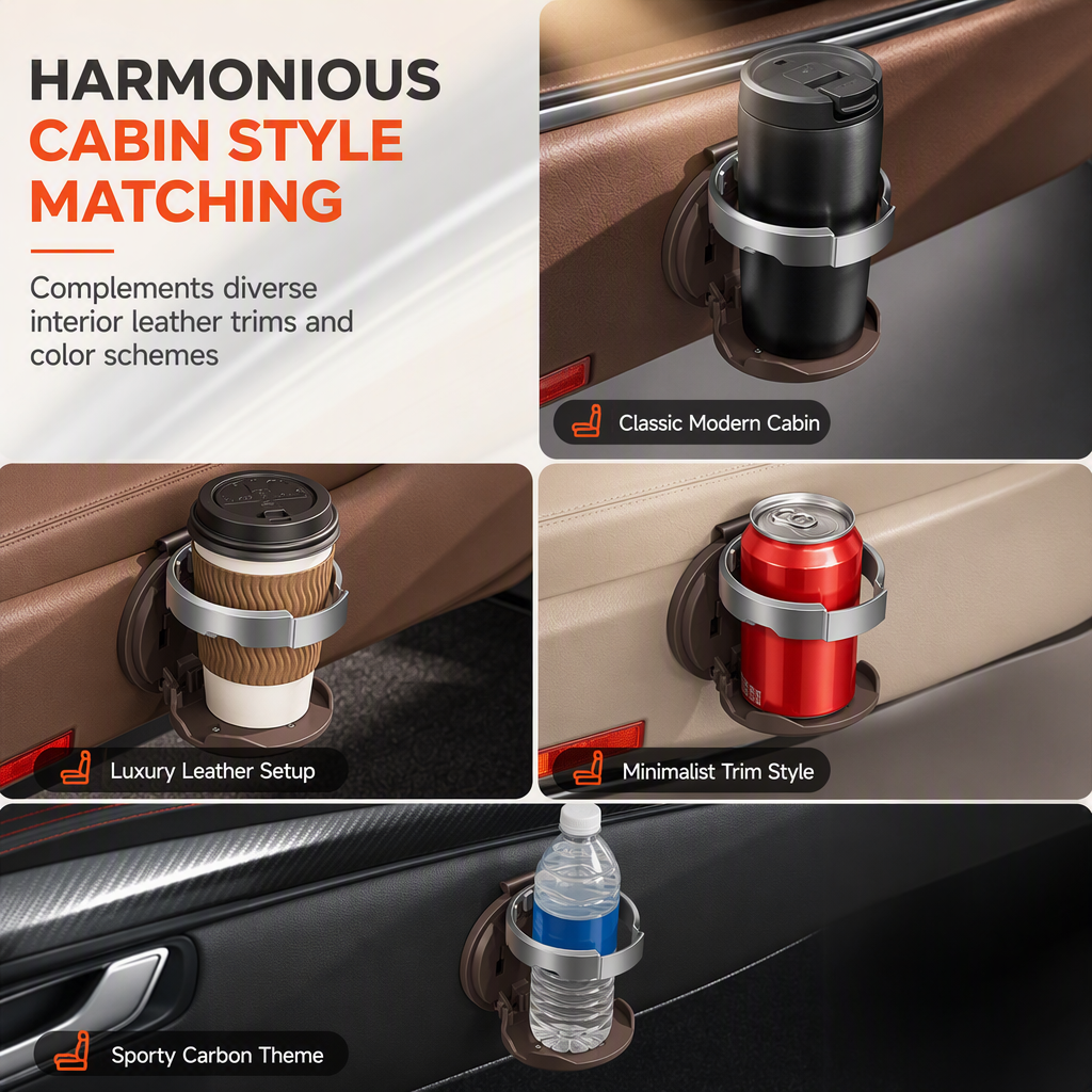 🚗🥤Multifunctional Foldable Car Door Cup Holder Large Diameter Drink and Water Bottle Storage Rack