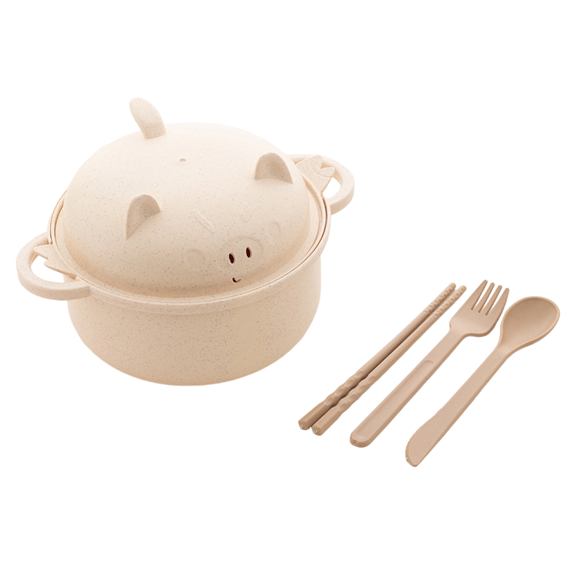 Creative, microwave-safe ramen bowl set