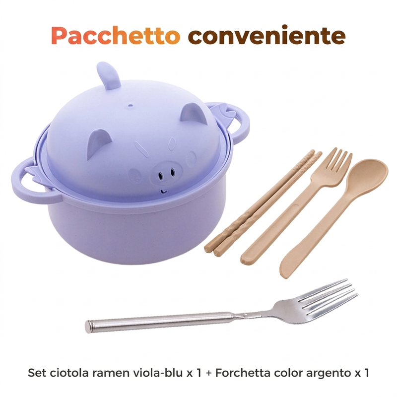 Creative, microwave-safe ramen bowl set