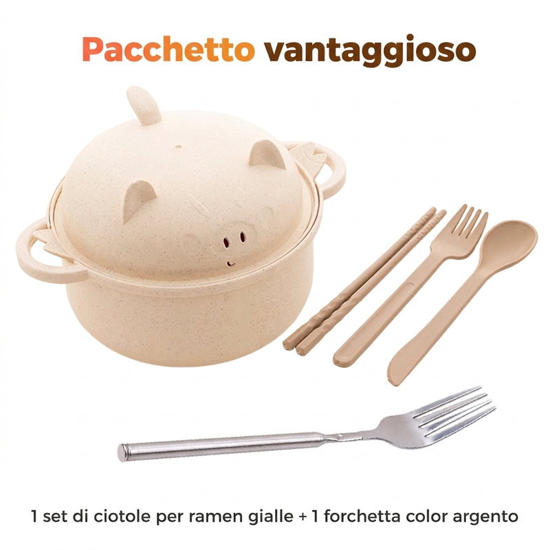 Creative, microwave-safe ramen bowl set