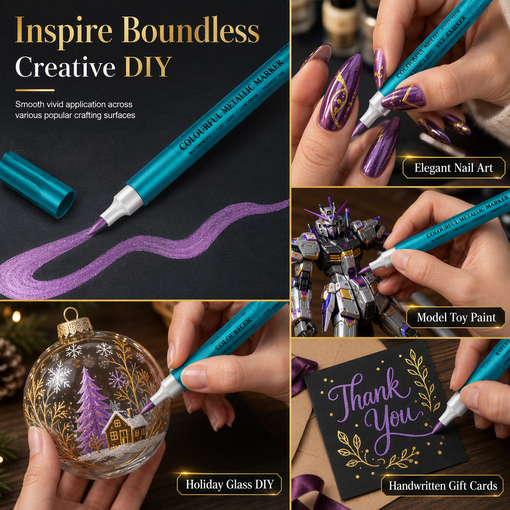 Metallic Acrylic Paint Markers with Soft Brush Tip