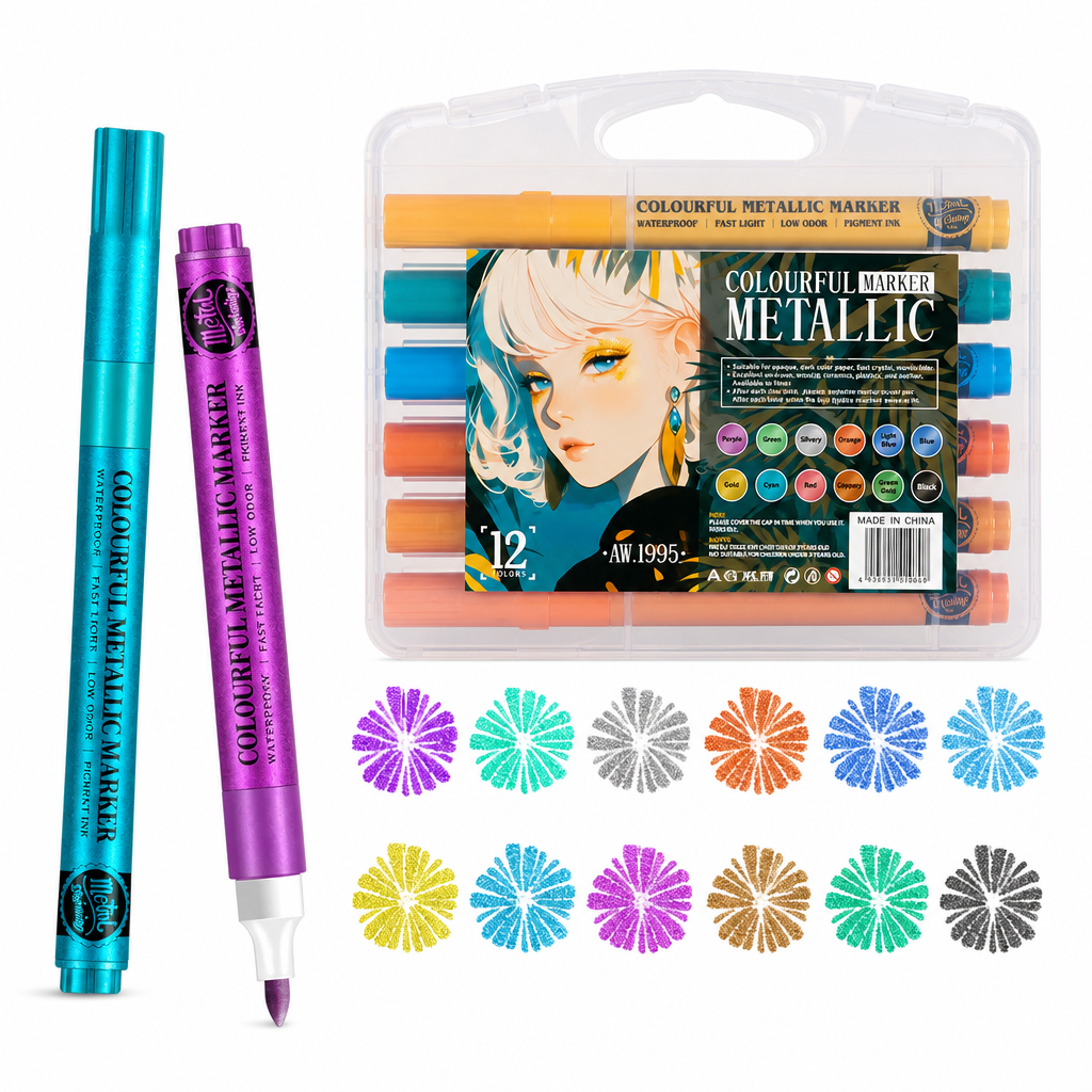 Metallic Acrylic Paint Markers with Soft Brush Tip