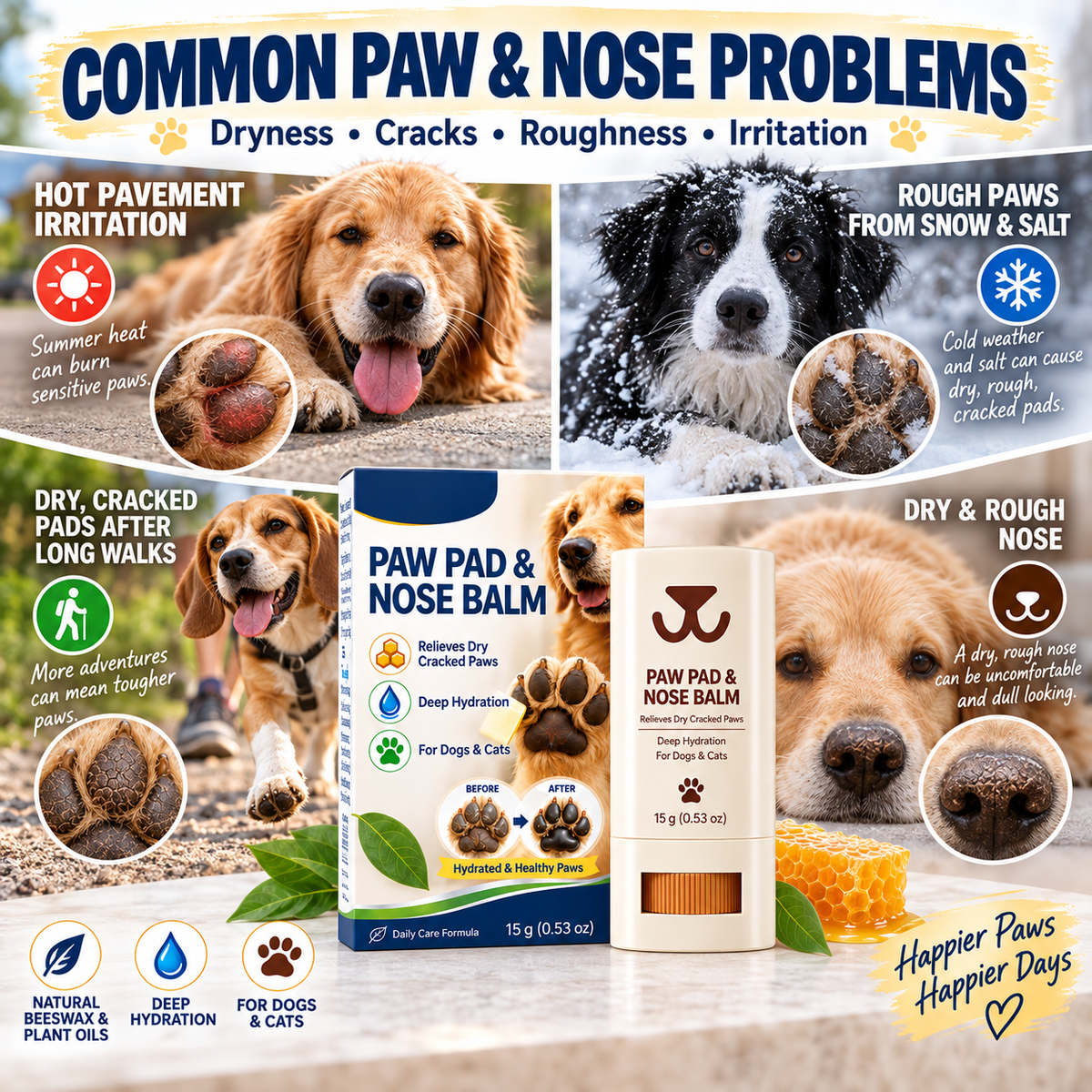 Moisturizing Paw Pad Balm for Dogs and Cats