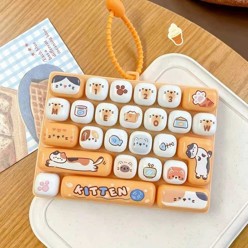 ⌨️ LIMITED-TIME 50% OFF! 🐱 Cute Keyboard Button Keychain Fidget Toy – Tactile Press, Animal Design, Portable ✨