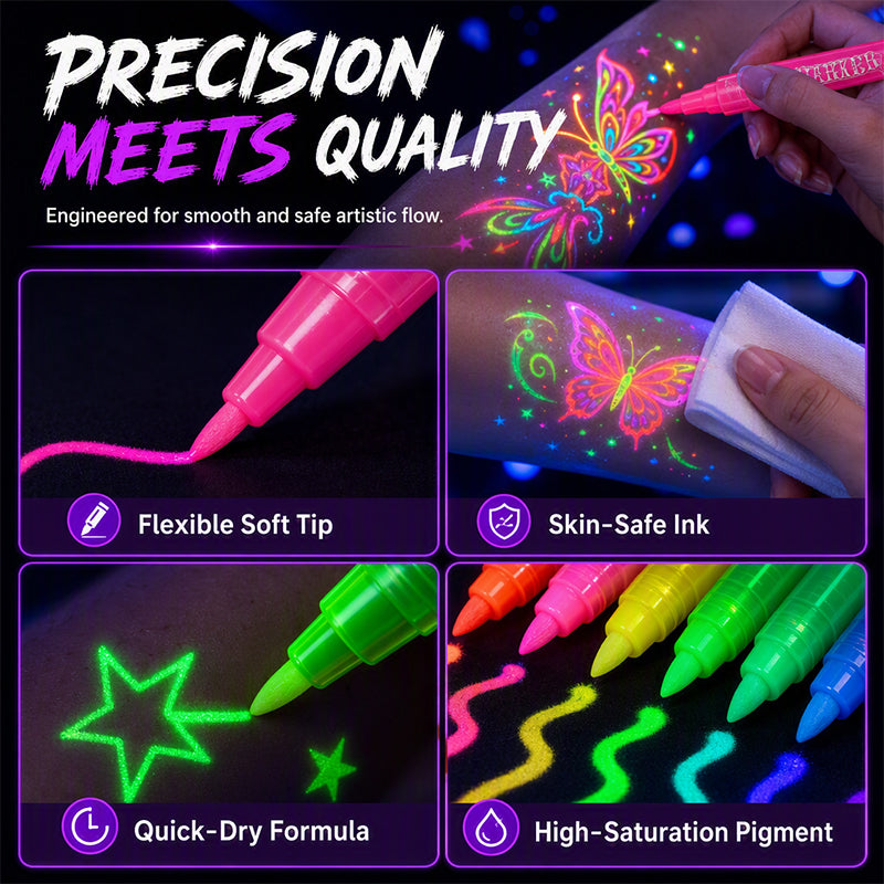 🎉 LIMITED-TIME 50% OFF! ✨ UV Glow Party Tattoo Pens – Skin-Safe, Quick Dry, Multi-Surface ✨